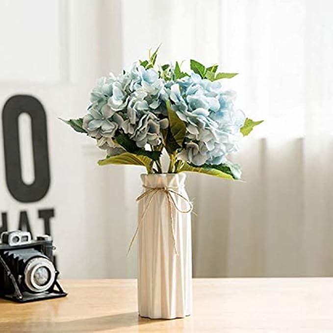 Disoza Ceramic Flower Vase Modern Home Decor Vases for Centerpieces White Minimalist Farmhouse 9.5" H x 3.9" W Cute Decorative Vases Flowers Tulip Pampas Grass Vase for Table Bathroom Shelf