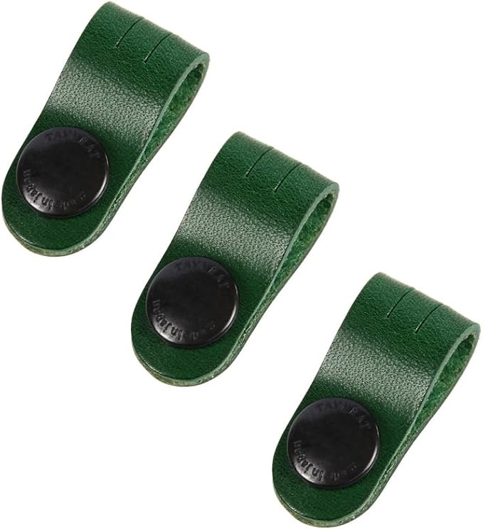 TAVARAT Cord Organizer, Cable Organizer, Charger Organizer, High quality made in Japan, Genuine Leather, Cable Straps, Cable management, Cable Holder Tps-059 (Regular size, Green, set of 3, Pack of 3)