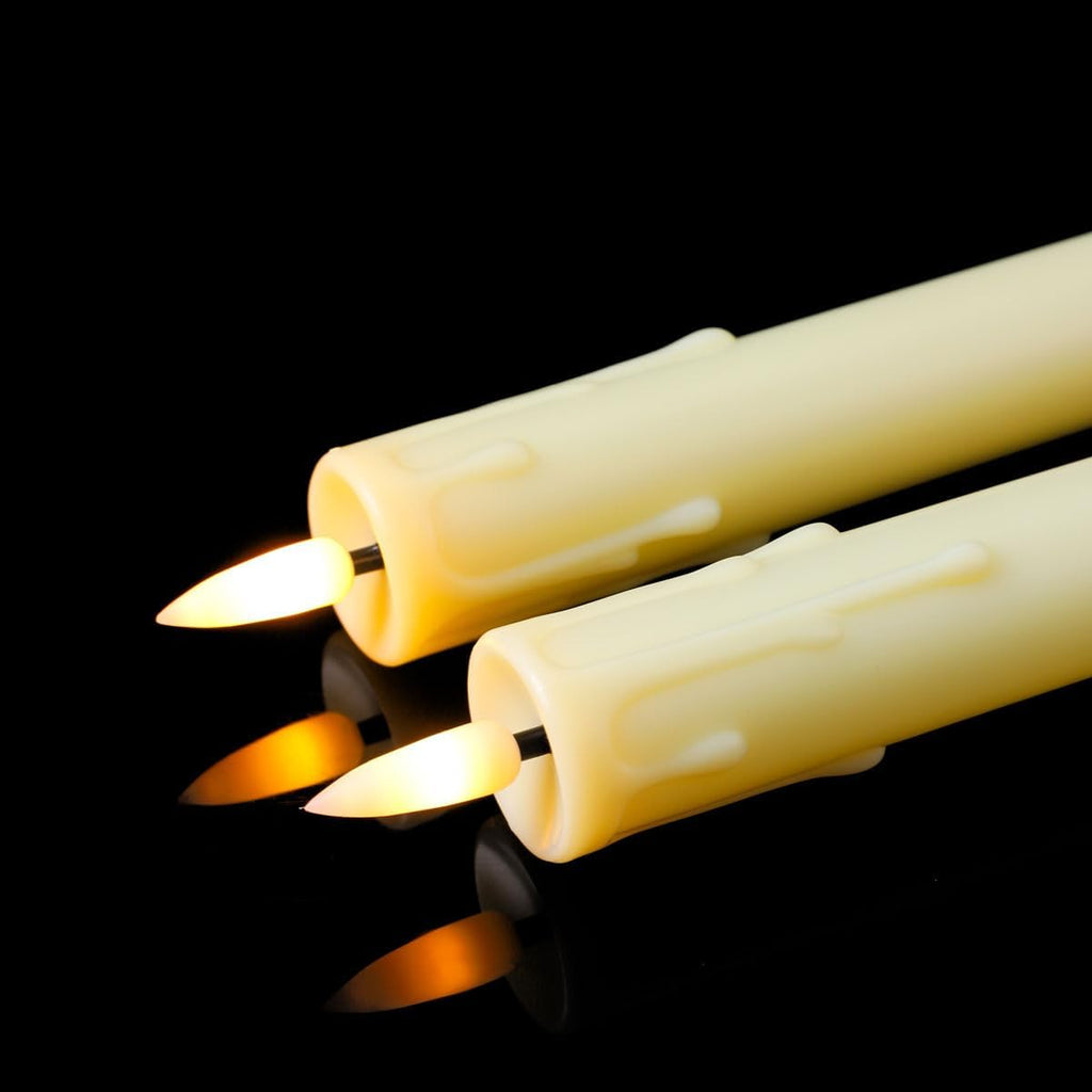 Pack of 6 Decorative Rechargeable Beige Taper Candles with USB Charge Warm White Light 10 Inch,Remote Flameless Christmas LED Window Candlesticks,25.5 cm Plastic Wedding Candles with Timer