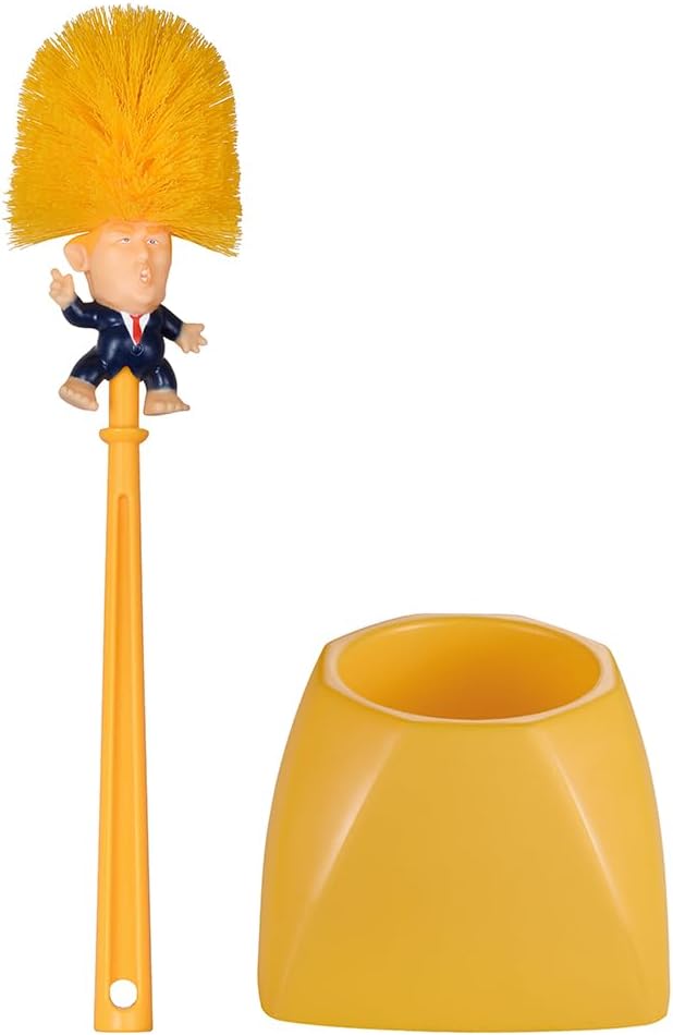 Creative Gift Spoof President Toilet Brush and Holder Set