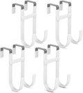 FYY Over the Door Hooks, Double-Hanger 4 Pack, Fits Doors 1 3/8" White