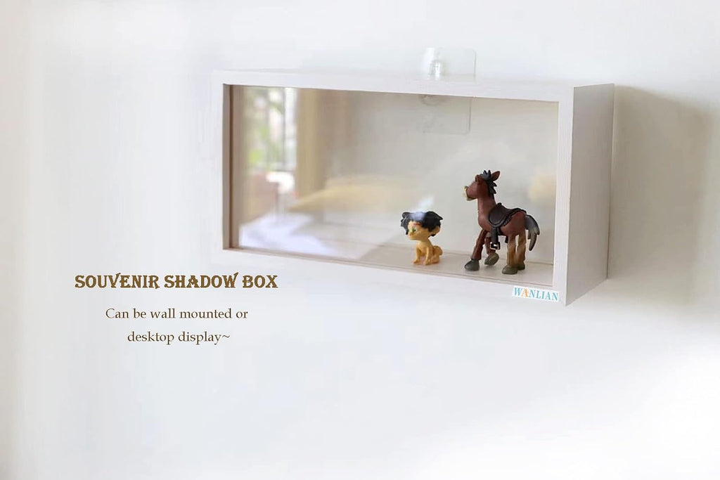 Shadow Box Frame,Wooden Double-Sided High-Definition Plexiglass Storage Box, DIY Display Box, Suitable for Dried Flowers, Specimens, Handicrafts, Baby Souvenirs and Photos (White)