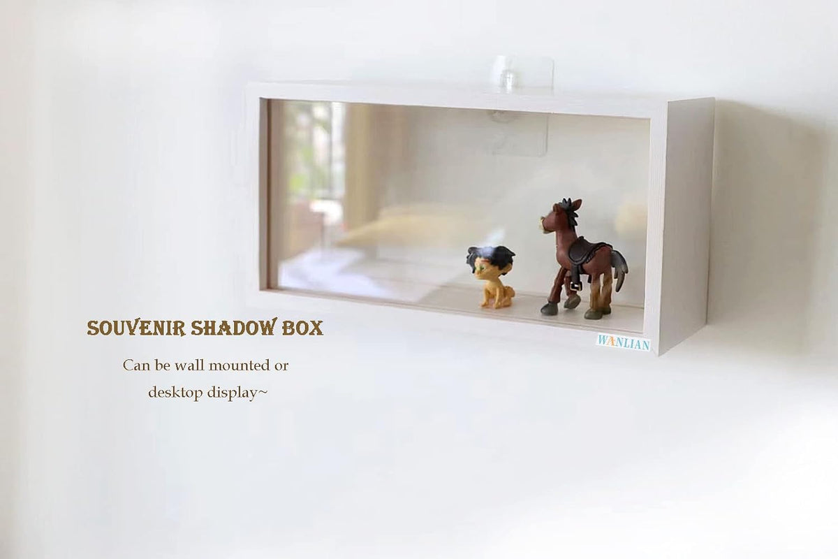 Shadow Box Frame,Wooden Double-Sided High-Definition Plexiglass Storage Box, DIY Display Box, Suitable for Dried Flowers, Specimens, Handicrafts, Baby Souvenirs and Photos (White)