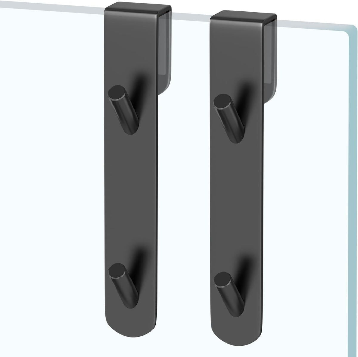 Stainless Steel Shower Door Hooks (2-Pack) - Heavy Duty Bathroom Towel Hooks for Frameless Glass Showers, No Drill Hanging Hooks for Robes, Towels, Loofahs - Rustproof & Easy Install