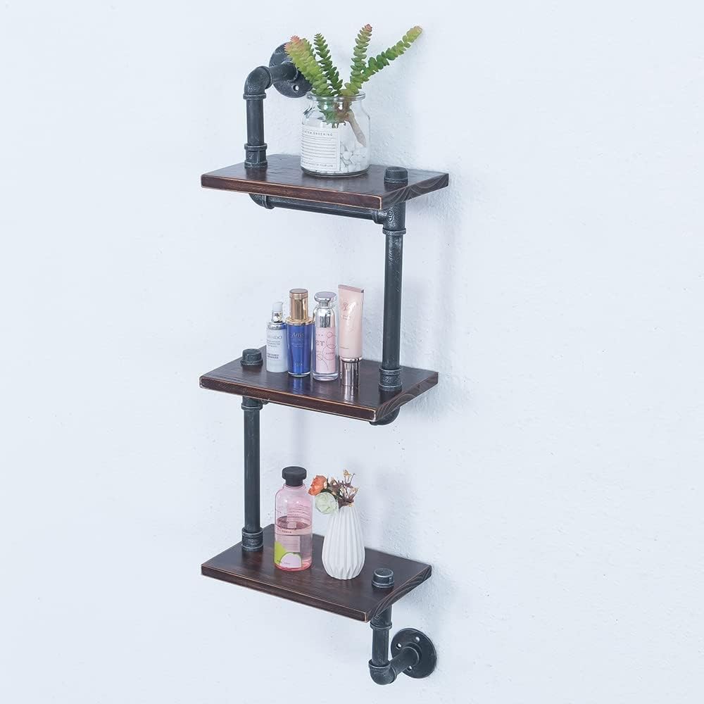 Industrial Pipe Shelving Wall Mounted, Rustic Floating Shelves for Wall