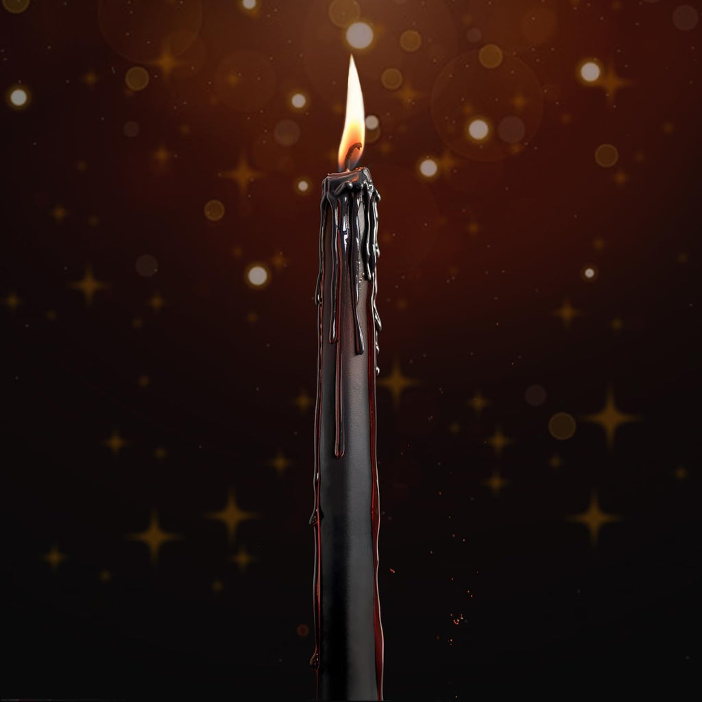 YOROXRG 12PCS 10-Inch Black Bleeding Taper Candles,Vampire Tears Taper Candles- Unscented Ideal for Halloween, Christmas, Rituals, and Themed Party Decor