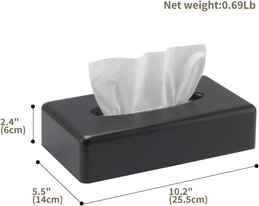 Y-in Hand Tissue Box Cover, Rectangular Black Wall Mounted Facial Paper Holder Dispenser, Prefert for Storage on Bathroom Vanity, Kitchen, Night Stand, Countertops Office and Car.