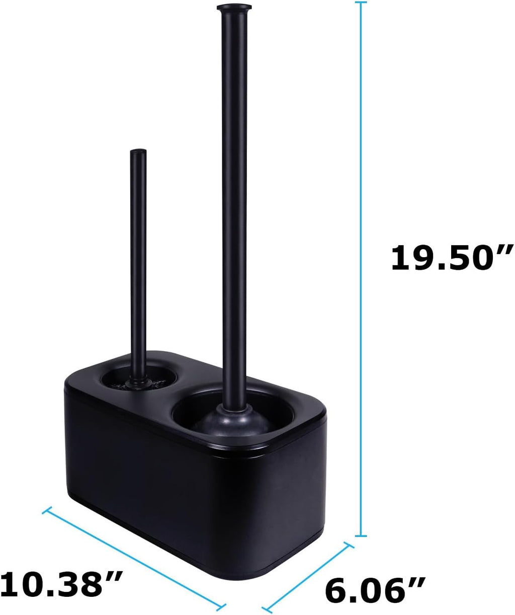 Blue Donuts Toilet Brush and Plunger Set with Holder, Sleek Minimalist Modern Black Bathroom Accessories Toilet Plunger and Toilet Bowl Brush Combo