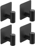 Rise age Adhesive Hooks, Adhesive Towel Hooks for Shower Wall Black 4 Pcs