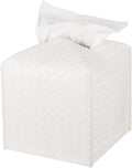 Tissue Box Cover Square Leather Facial Paper Holder, White
