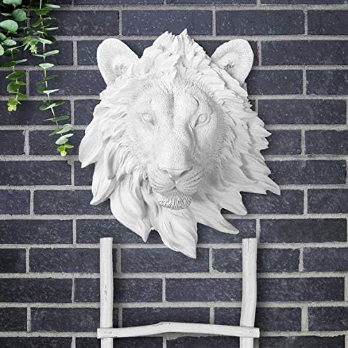 Wallcharmers Lions Head, 9", White Resin, Faux Taxidermy, Modern Decor