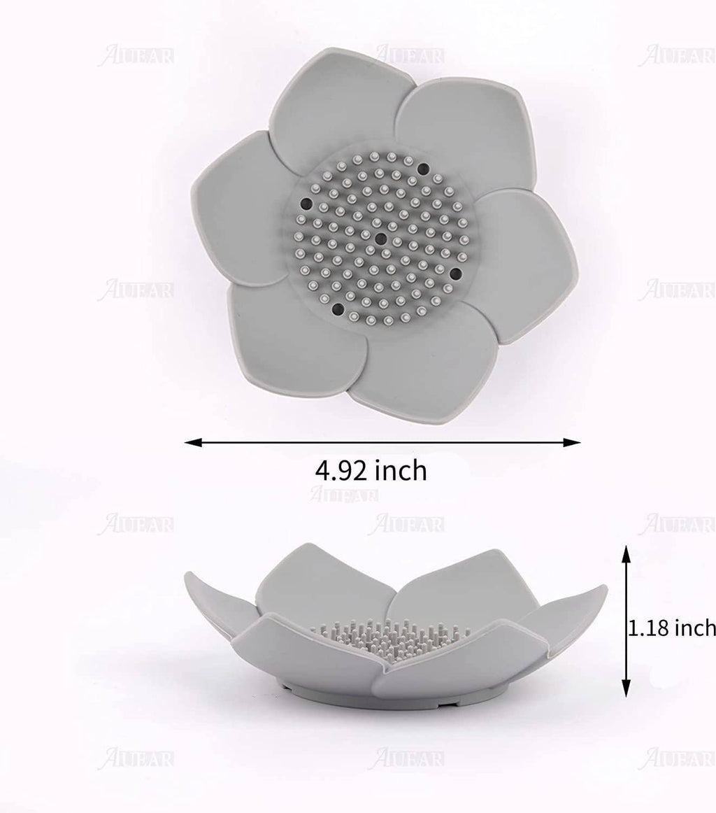 AUEAR, 3 Pack Silicone Lotus Soap Holder Flower Dish for Shower Bathroom Kitchen