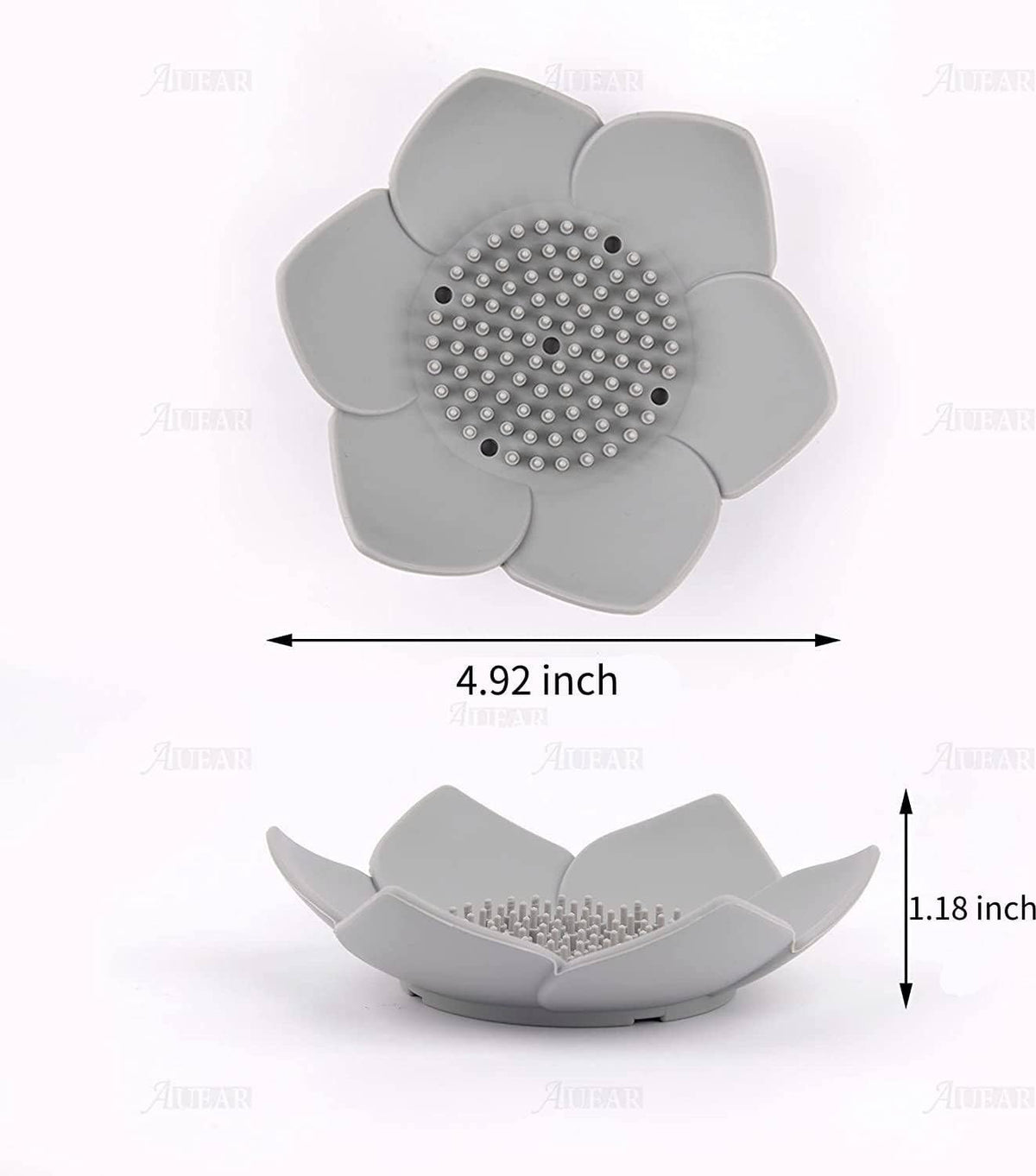 AUEAR, 3 Pack Silicone Lotus Soap Holder Flower Dish for Shower Bathroom Kitchen