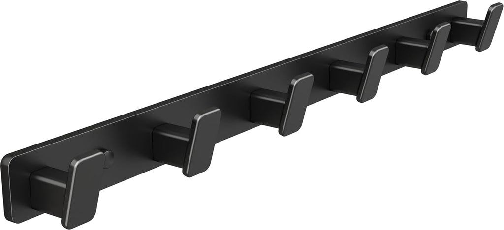 Black Wall Mount Coat Rack, 6 Wall Hooks For Hanging Key Holder Hat Hooks