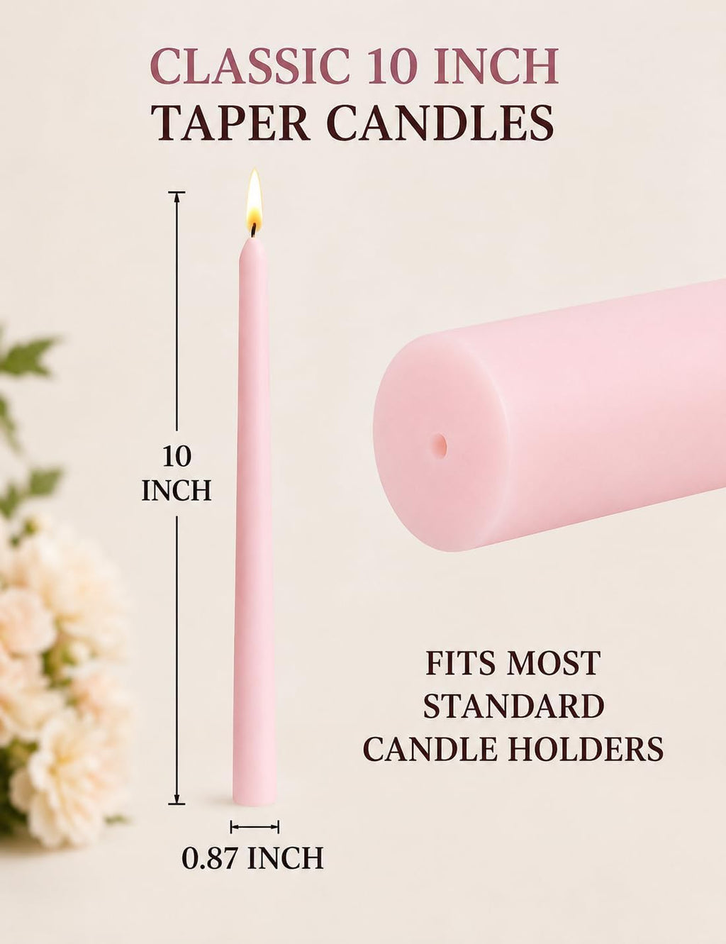 Pale Pink Elegant Taper Candles for Romantic Home Décor and Events