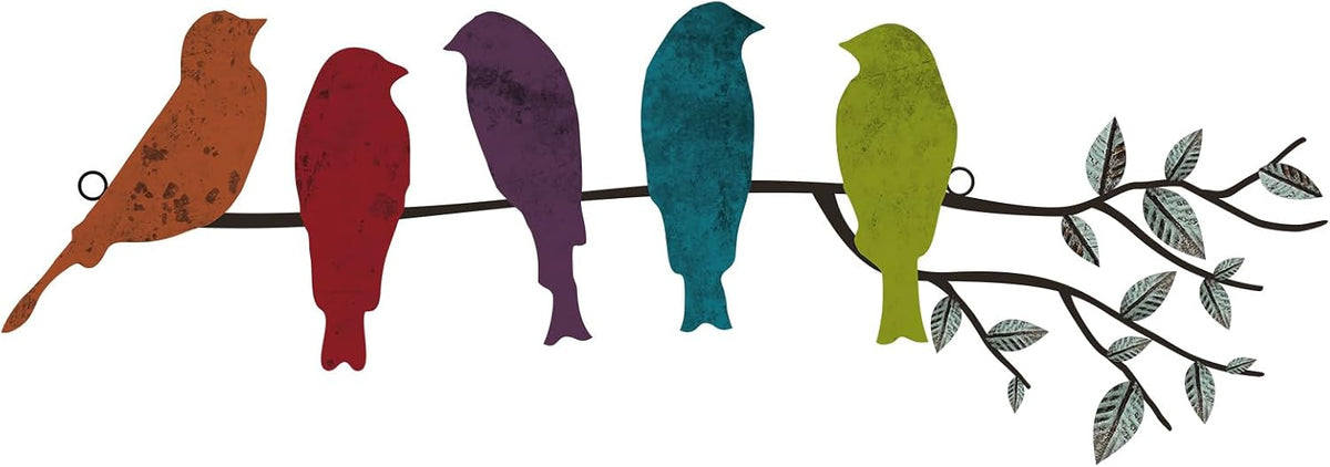 Ferraycle Metal Bird Wall Art, Birds on Branch Sculpture, Fresh Colors