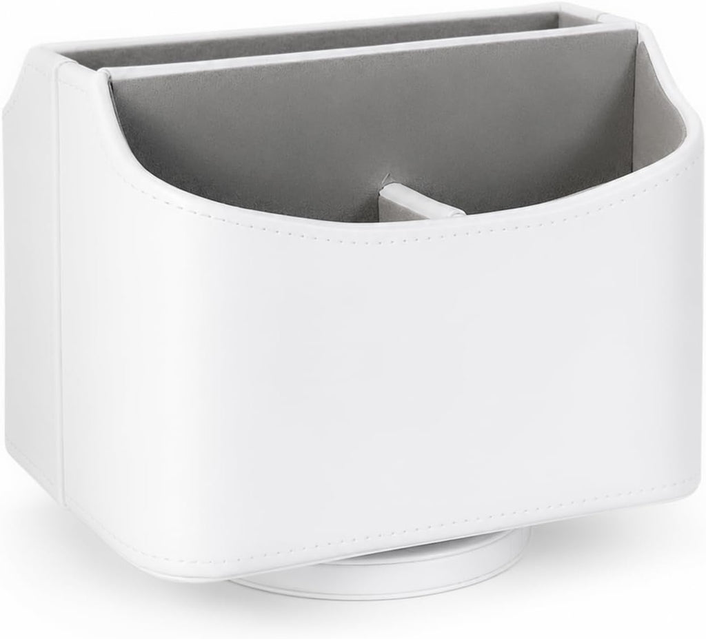 UnionBasic Rotating Desk Organizer, 360 Desk Spinning Caddy, Desktop TV Guide/Mail/Media/Remote Controller Holder Organizer,White
