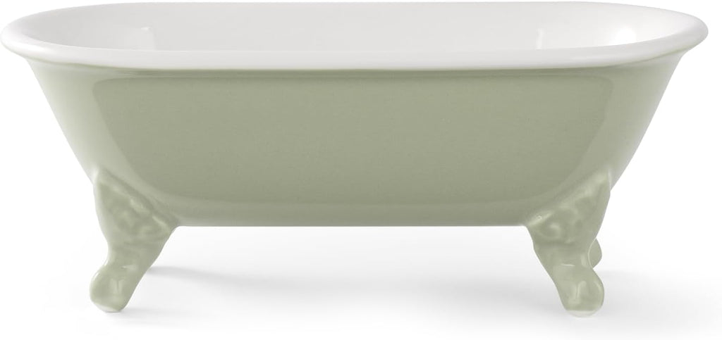 6.5" Mini Clawfoot Bathtub Soap Dish,Bar Soap Holder,Seige Green