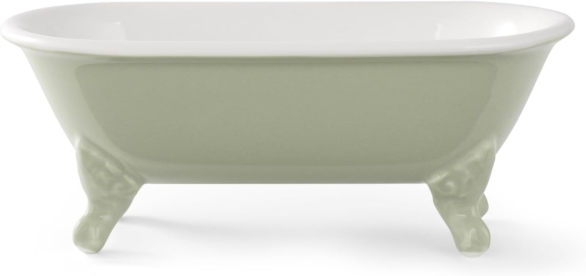 6.5" Mini Clawfoot Bathtub Soap Dish,Bar Soap Holder,Seige Green