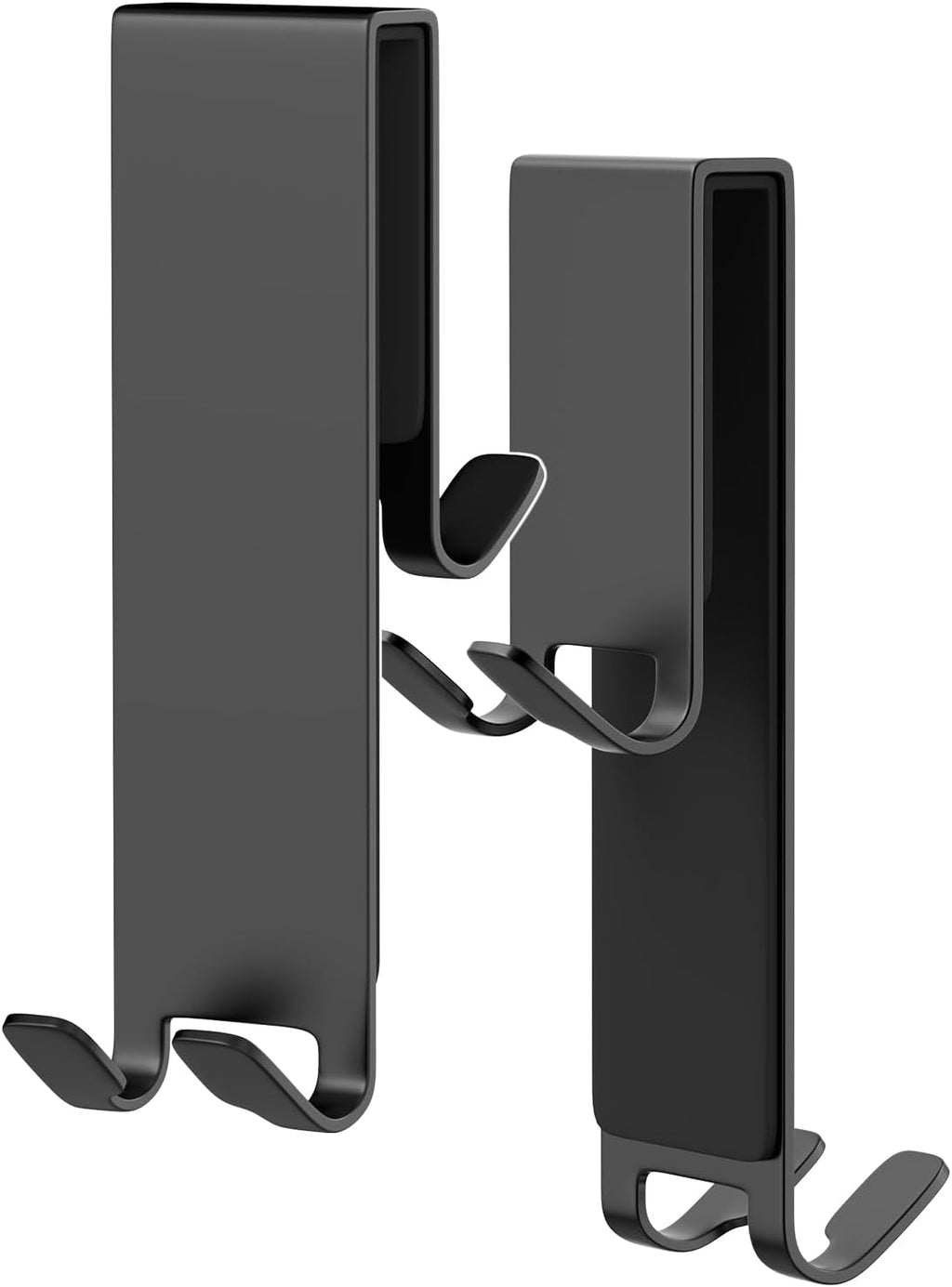 Double-Sided Over The Door Hooks 2-Pack - for Frameless Glass Showers, Heavy Duty No Drill Organizer for Towels Robes, Space Saving Black