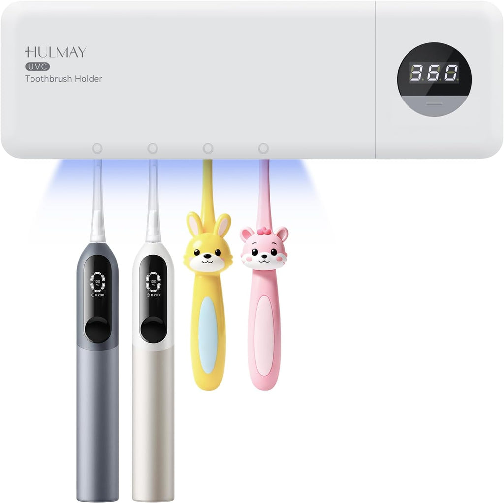 UV Toothbrush Sanitizer with Holder 4 Slots, White