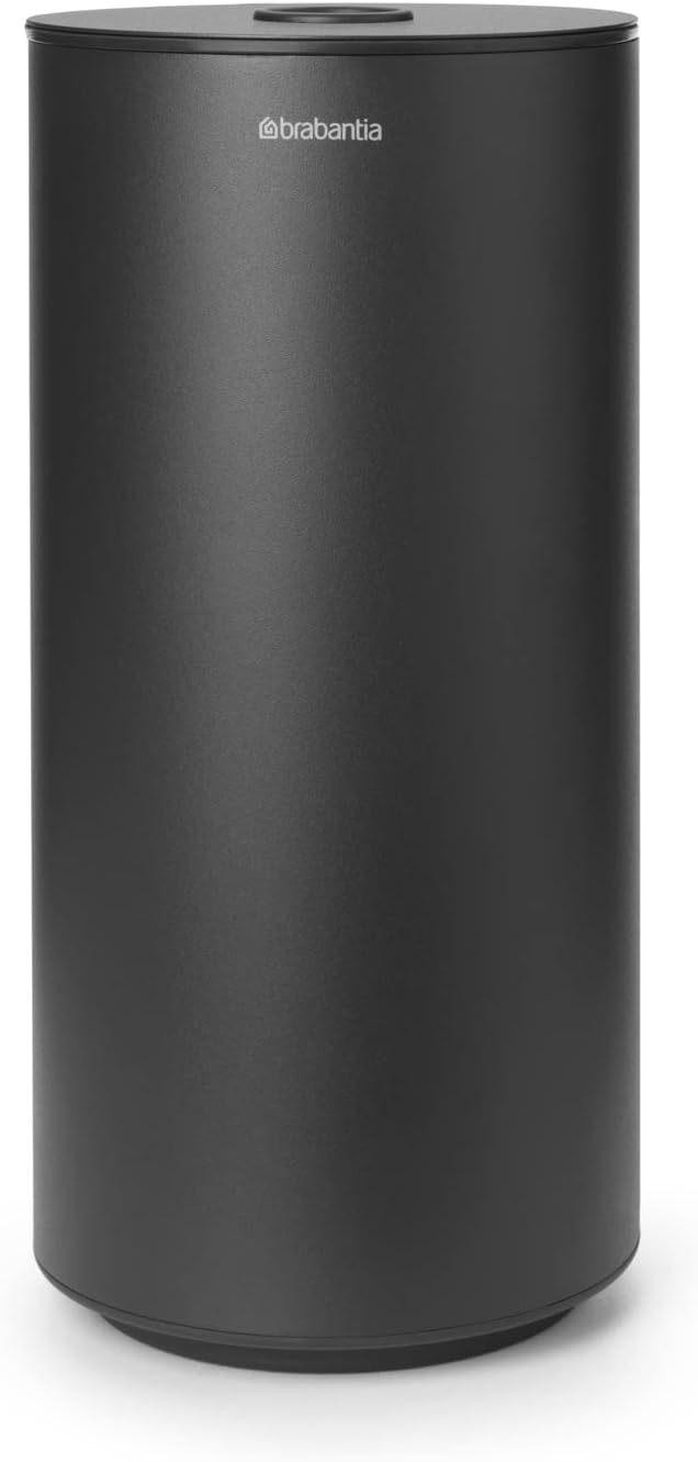 Brabantia Mindset Toilet Roll Dispenser (Mineral Infinite Gray) Anti-Rust, Discreet Bathroom Tissue Holder, 2 Spare Rolls (Ø 5.37") Wall-Mountable Tidy Storage