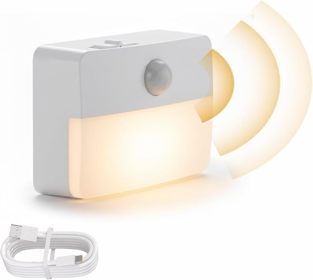 Rechargeable Motion Sensor Night Light, Warm White LED Stair Light