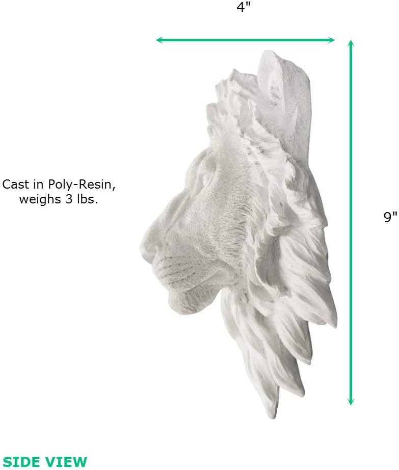 Wallcharmers Lions Head, 9", White Resin, Faux Taxidermy, Modern Decor