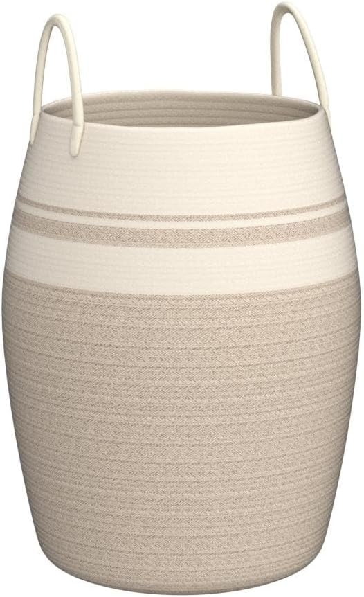 OIAHOMY 105L Laundry Hamper Woven Cotton Rope Large Clothes Hamper Brown