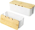 2Pack Cable Management Box,Wooden Style Cord Organizer Cord Hide Box,White