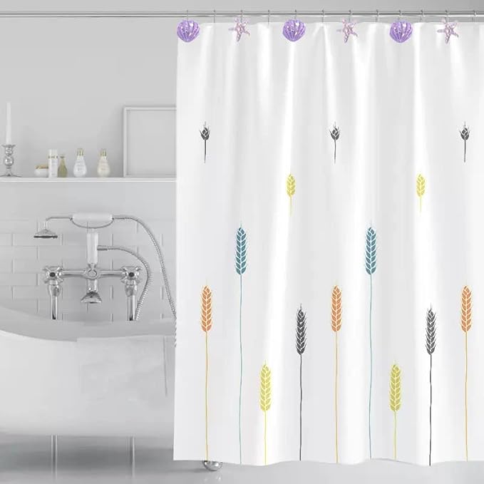 Seashell Shower Curtain Hooks, 12PCS Stainless Steel Anti Rust Starfish and Seashell Decorative Shower Hooks Ocean Theme Shower Curtain Hooks for Home Bathroom (Purple Seashell)