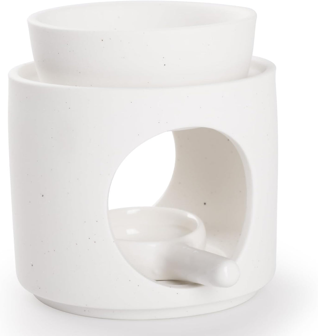 WD&CD Wax Melt Ceramic Oil Burner White, Aroma Diffuser Essential Oil Burner Aromatherapy Wax Burner with Tealight Holder, Home Bedroom Decor