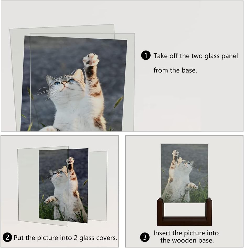 RLAVBL 5x7 Picture Frame Set of 2, Rustic Glass Photo Frames with Base for Tabletop Display