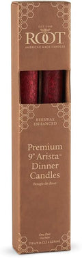 Root Candles 2-Count Unscented Dinner Candles Rustic Dripless Beeswax Blend Timberline Arista Candles, 9-Inch, Garnet Red