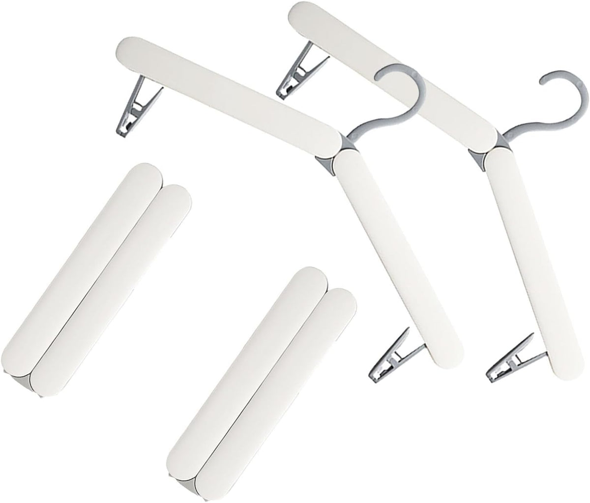 4 Pack Foldable Travel Hangers with Hidden Clips(White)