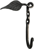 Living Ideas Hand Forged Wall Mounted Leaf Hook Wrought Iron Handmade Metal Rustic Hook for Plant, Mug & Hat Blacksmith Farmhouse Decor Coat Hook Rack Antique Finish Heavy Duty Kitchen Towel Hooks