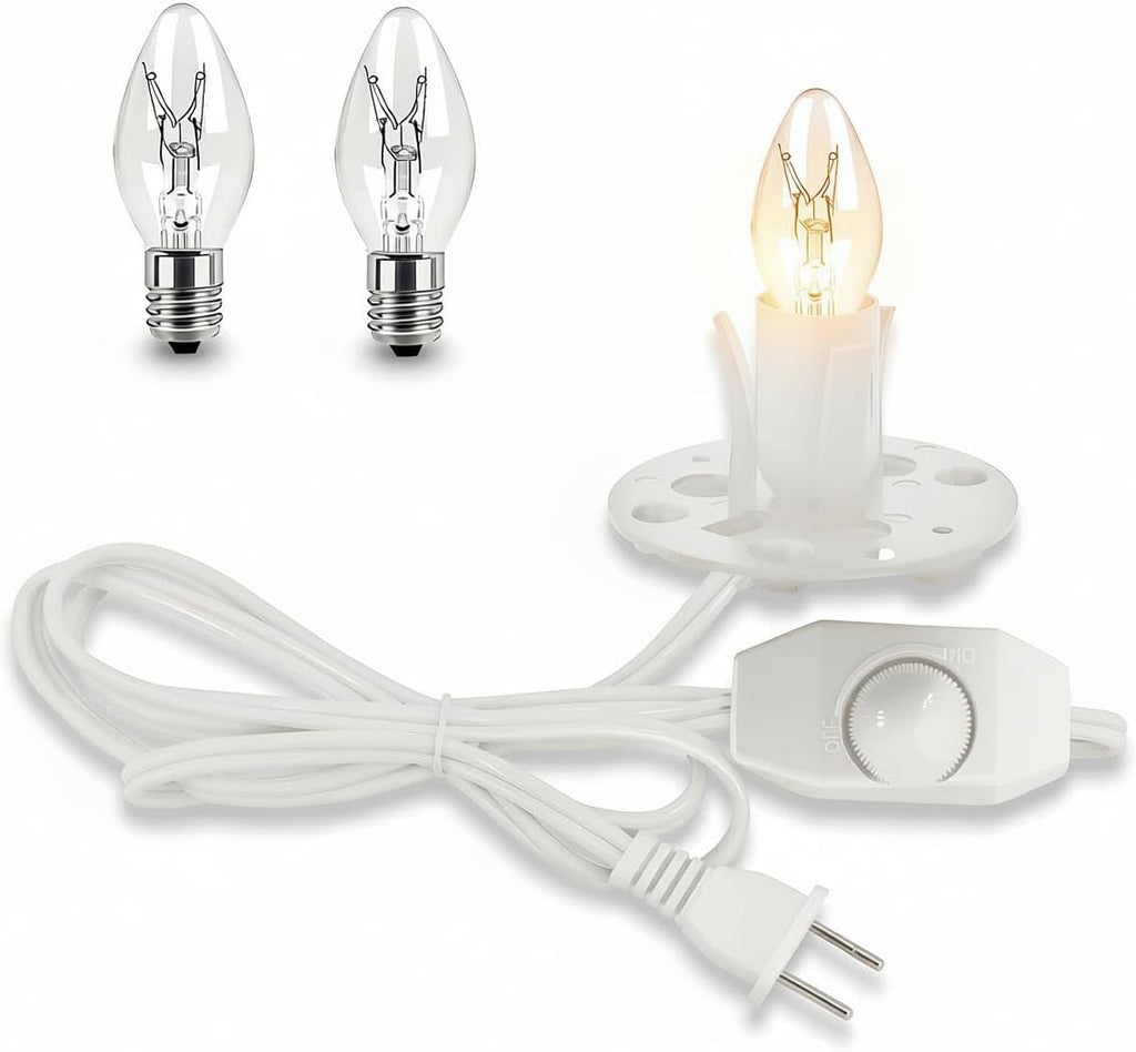 Himalayan Salt Lamp Cord, with Dimmer Switch,Christmas Bulb,Salt Lamp Cord with Dimmer Control and Base Assembly,6 Feet,E12 Base for Himalayan Salt Lampsand with 2 Free 15W Bulbs (White)