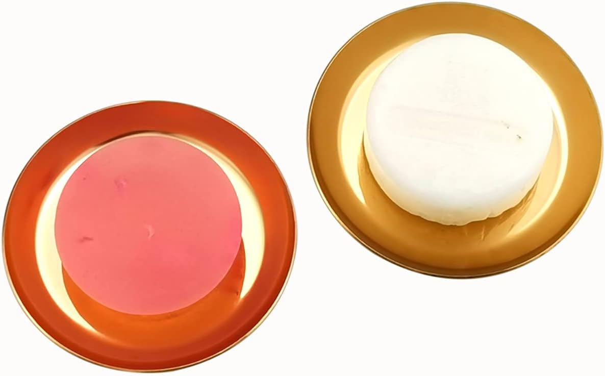 Freelove Small Round Tray 2 Pack, 4 inch, Soap Dispenser Dish Candlestick Jewelry Organizer for Preppy Room Decor Coffee Table Desk Vanity Countertop Bathroom Organization Accessories, Mirror Gold