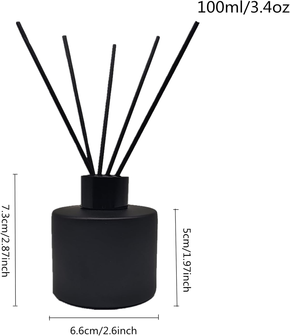 4PCS Reed Diffuser Bottle, Empty Matte Black Glass Jar with Black Sticks,Fragrance Replacement Container 100ml(4, Round)