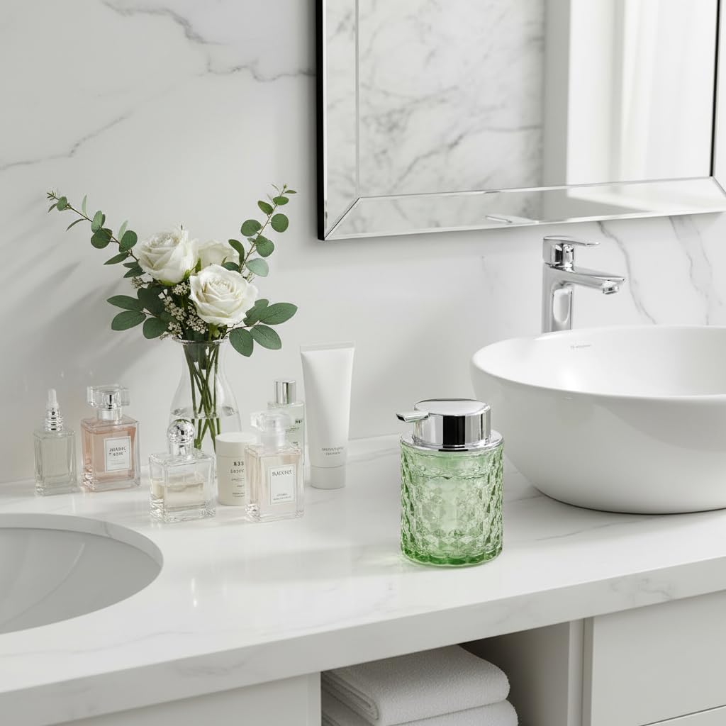 Foaming Soap Dispenser 10 Oz Green Glass Hand Soap Dispenser