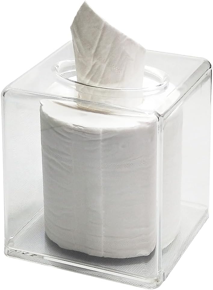 Square Clear Acrylic Tissue Box Covers, Big Bathroom Facial Napkin Box Holders, Table Clear Dryer Sheet Dispenser for Bathroom, Kitchen and Cars