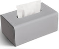 Tissue Box Cover, PU Leather Rectangular Tissue Box Holder with Magnetic Bottom Cover for Facial Tissues/Napkins, Office & Living Room Decor Box for Standard 120-count (3-Ply) 160-count (2-Ply) Gray