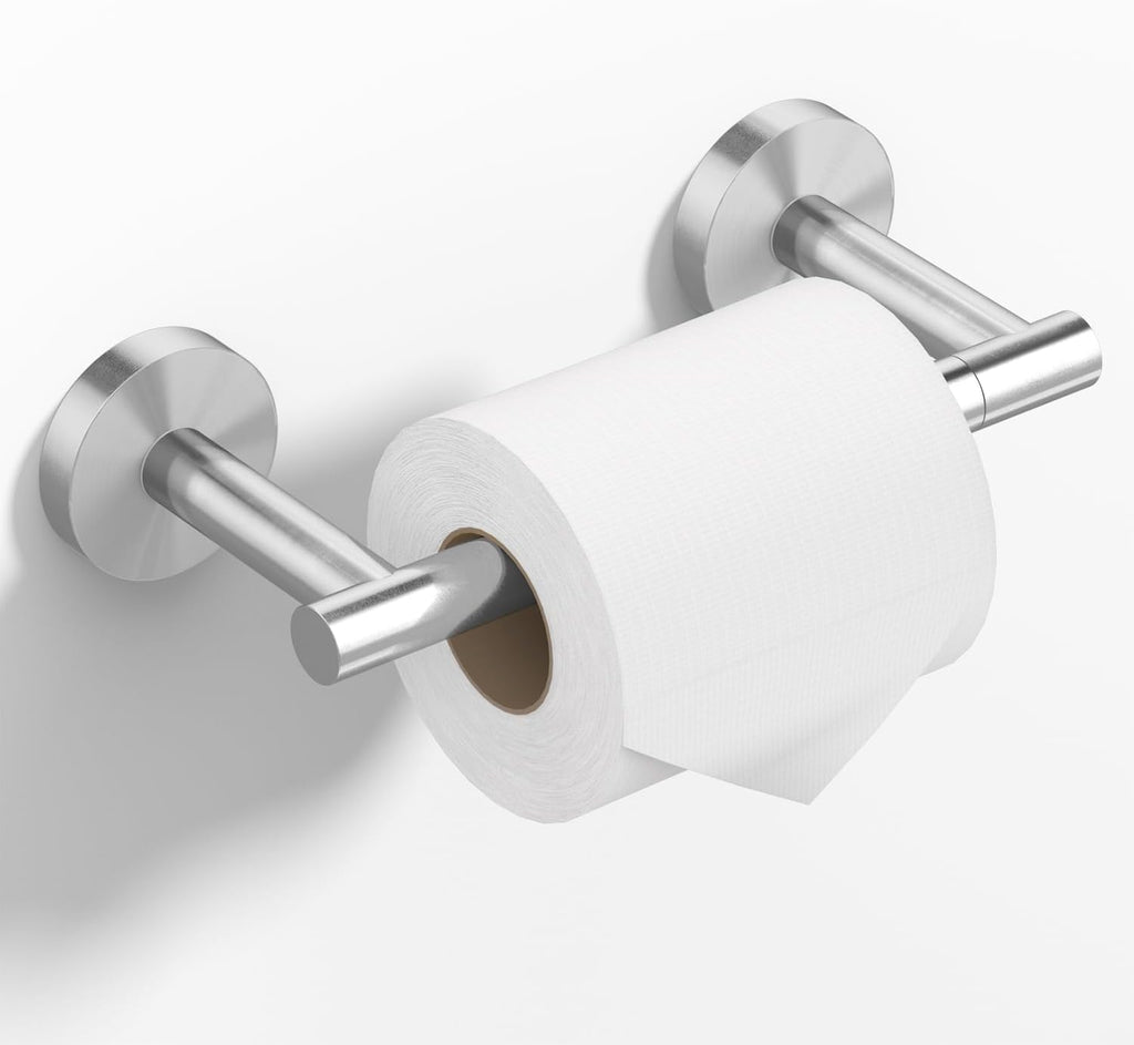 HITSLAM Brushed Nickel Toilet Paper Holder, Double Post Pivoting, SS304