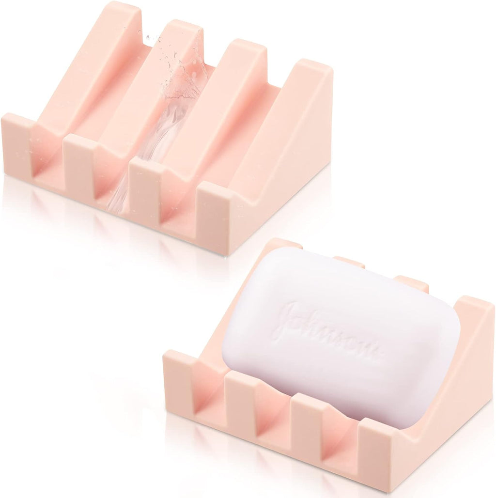 Cunhill 2 Pieces Soap Dish, Silicone, Light Pink