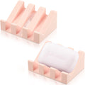 Cunhill 2 Pieces Soap Dish, Silicone, Light Pink