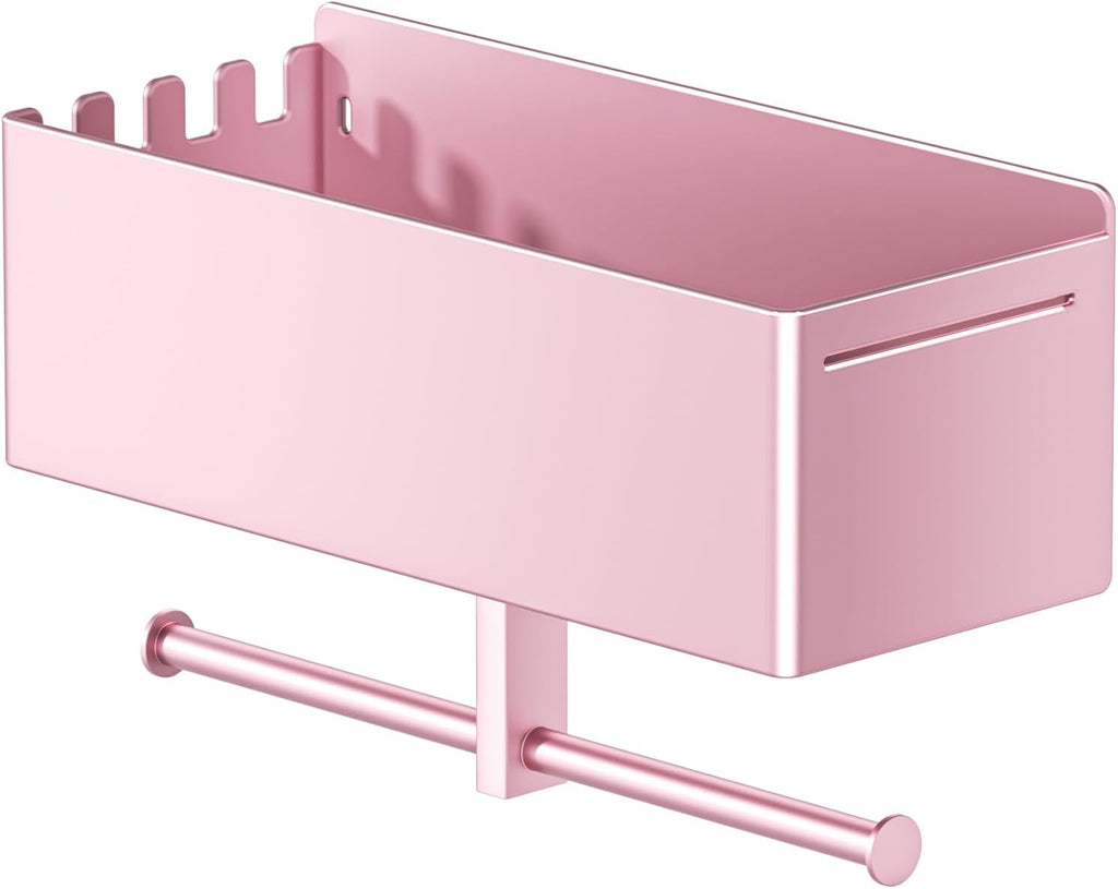 Dog Leash Holder for Wall, Dog Leash Hooks, Pet Stuff Organizer with Shelf Storage, Metal Key Holder, Leash Hangers Organizer Rack for Pet Collar, Toys, Treats, Poop Bag (Rose Gold)