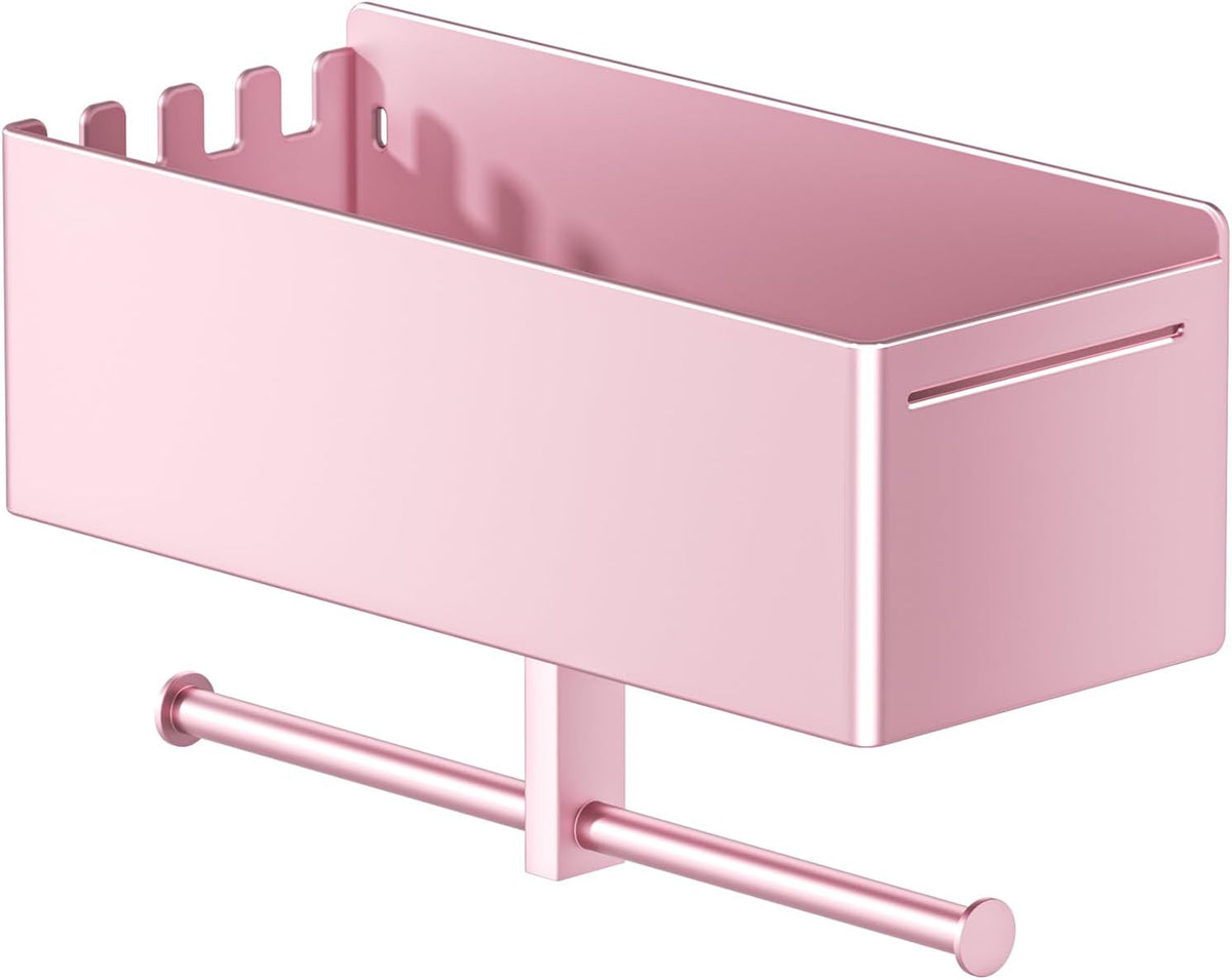 Dog Leash Holder for Wall, Dog Leash Hooks, Pet Stuff Organizer with Shelf Storage, Metal Key Holder, Leash Hangers Organizer Rack for Pet Collar, Toys, Treats, Poop Bag (Rose Gold)