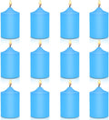 12 Pack 2x3 Hand Poured Dripless Pillar Candles, Soy Candles, Non-Toxic, Unscented, Smokeless, for Power Outages & Emergency (Blue)