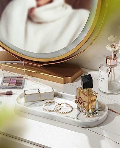 Emibele Bathroom Tray Countertop Organizer, 10" Resin Oval Vanity Tray