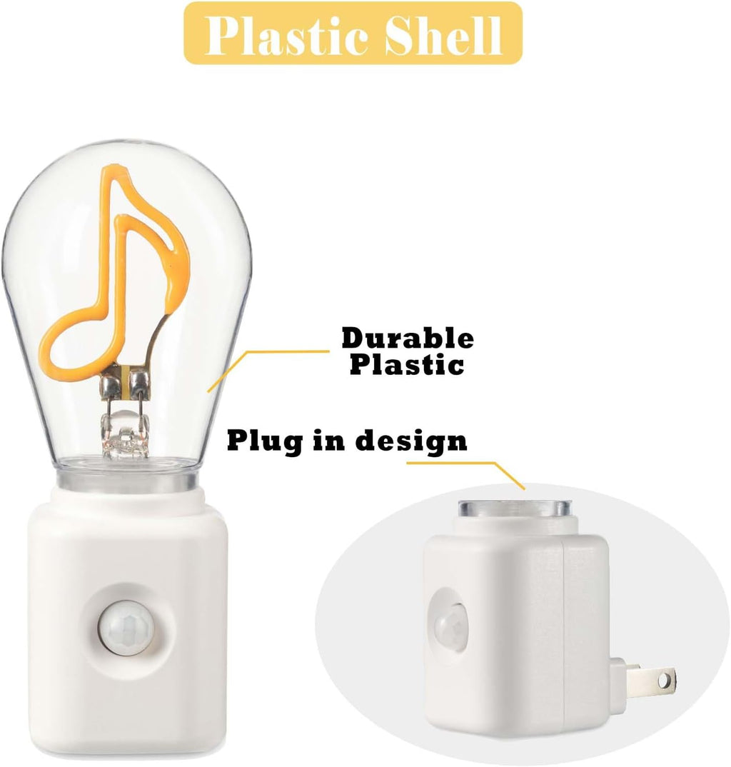 Filament LED Night Light Plug-in, 2200K Ultra Warm White, Motion & Dusk to Dawn Sensor, 10-100LM Adjustable Brightness, for Bedroom, Hallway, Stairs – 1 Pack